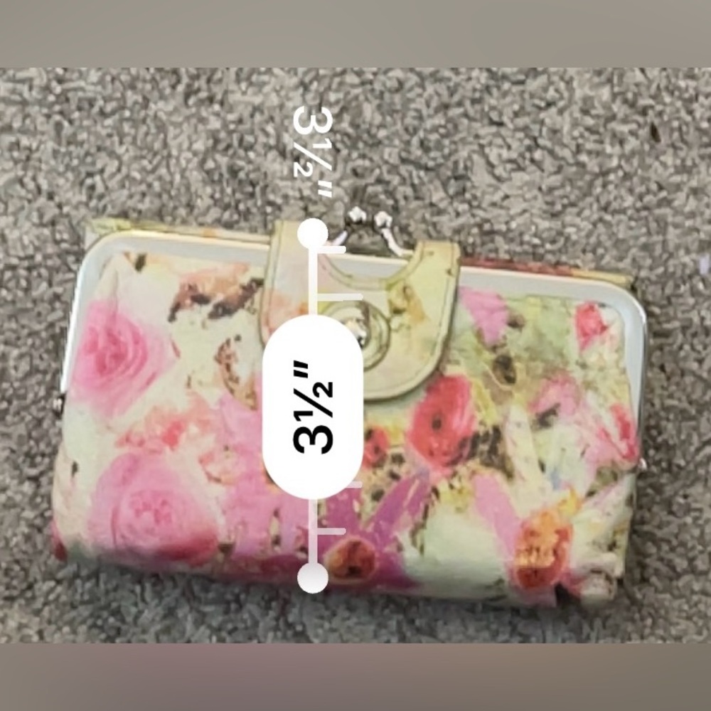 HOBO Pink Floral Kiss-Lock Wallet with Green Accents - Picture 7 of 8